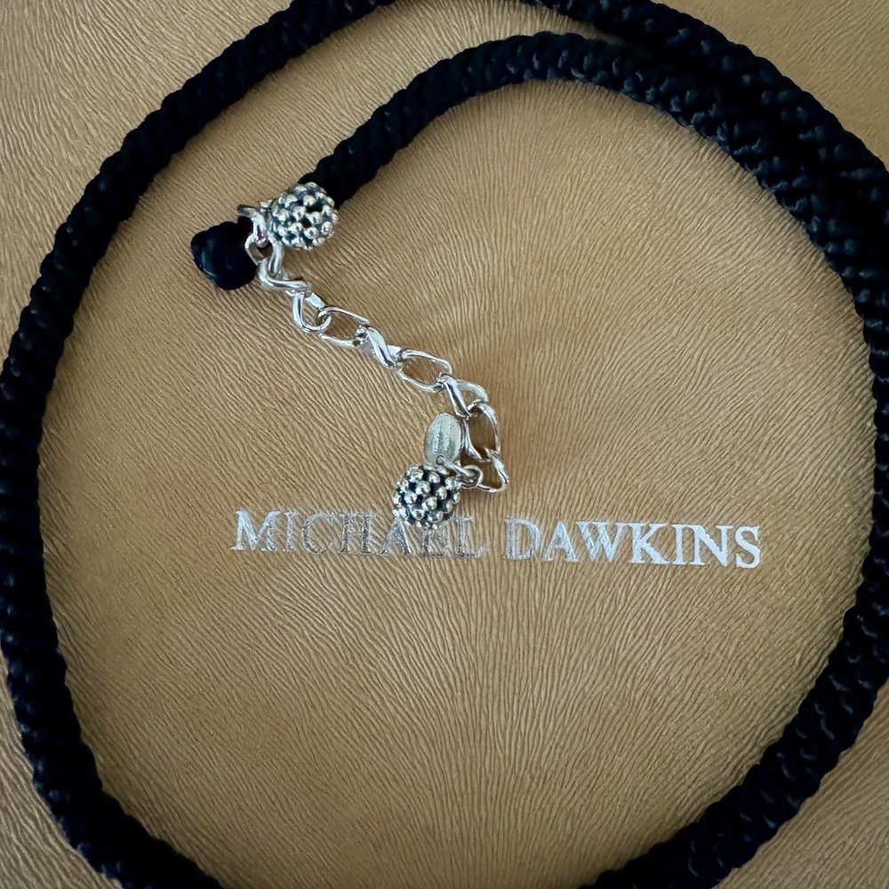 Michael Dawkins Black Braided Silk Cord with Sterling Accents